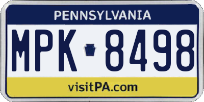 PA license plate MPK8498