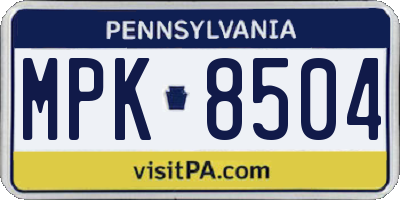 PA license plate MPK8504