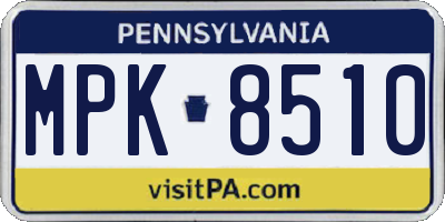 PA license plate MPK8510