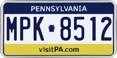 PA license plate MPK8512