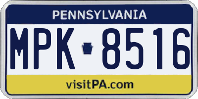 PA license plate MPK8516