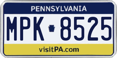 PA license plate MPK8525