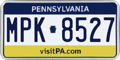 PA license plate MPK8527