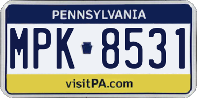 PA license plate MPK8531