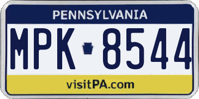 PA license plate MPK8544