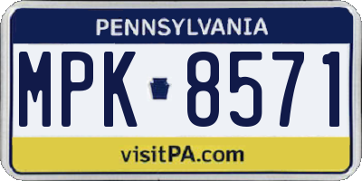 PA license plate MPK8571