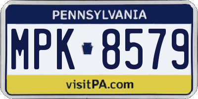 PA license plate MPK8579