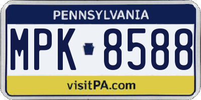 PA license plate MPK8588