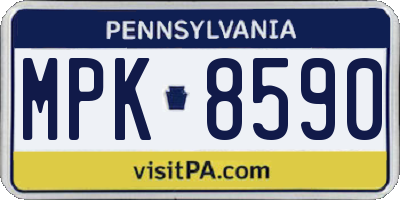 PA license plate MPK8590