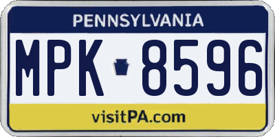 PA license plate MPK8596