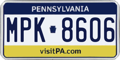 PA license plate MPK8606