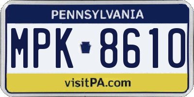 PA license plate MPK8610