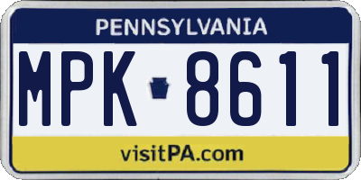 PA license plate MPK8611
