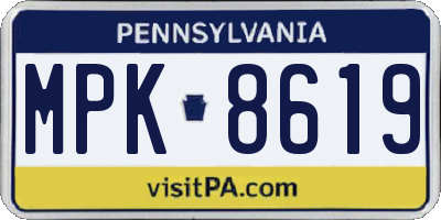 PA license plate MPK8619