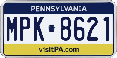 PA license plate MPK8621