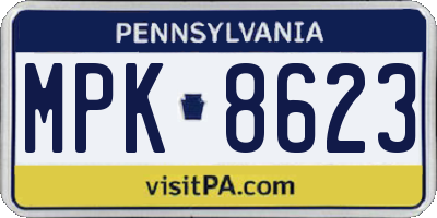 PA license plate MPK8623