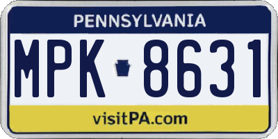 PA license plate MPK8631