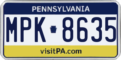 PA license plate MPK8635