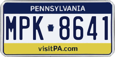 PA license plate MPK8641