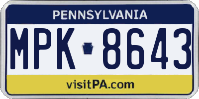 PA license plate MPK8643