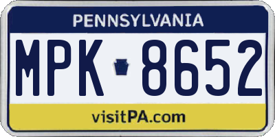PA license plate MPK8652