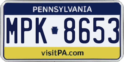 PA license plate MPK8653