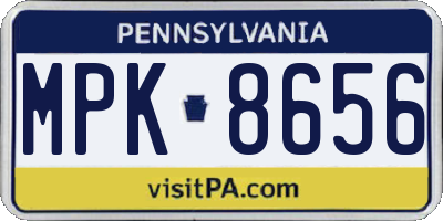 PA license plate MPK8656