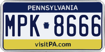 PA license plate MPK8666