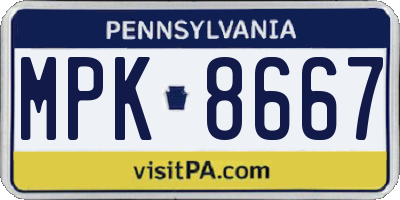 PA license plate MPK8667