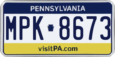 PA license plate MPK8673