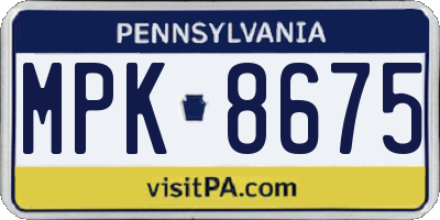 PA license plate MPK8675