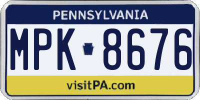 PA license plate MPK8676