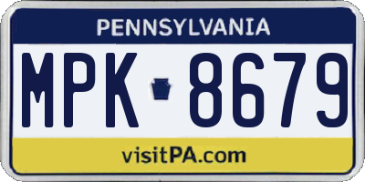 PA license plate MPK8679
