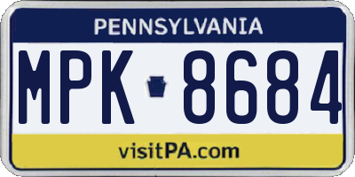 PA license plate MPK8684