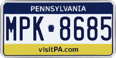 PA license plate MPK8685