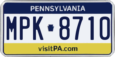 PA license plate MPK8710