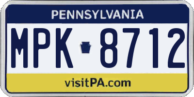 PA license plate MPK8712