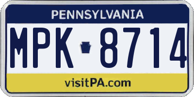 PA license plate MPK8714