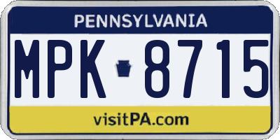 PA license plate MPK8715