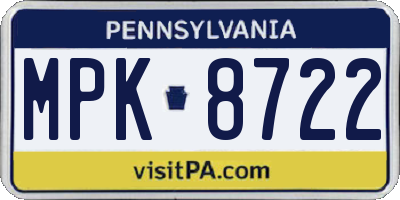 PA license plate MPK8722