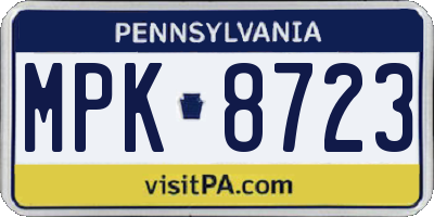 PA license plate MPK8723
