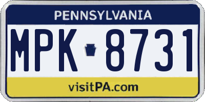 PA license plate MPK8731