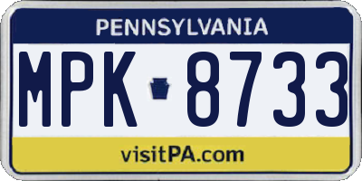 PA license plate MPK8733