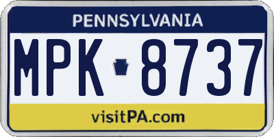 PA license plate MPK8737