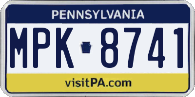 PA license plate MPK8741
