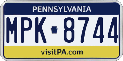PA license plate MPK8744
