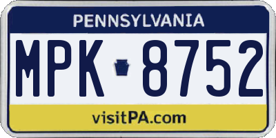 PA license plate MPK8752