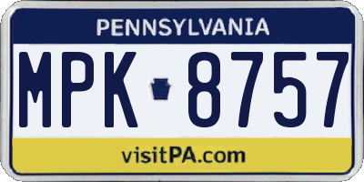 PA license plate MPK8757