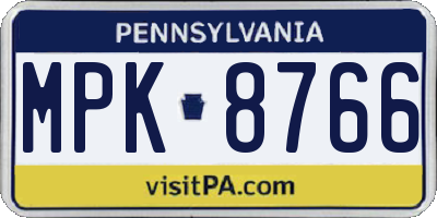 PA license plate MPK8766