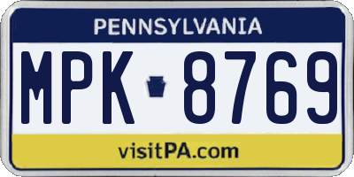 PA license plate MPK8769